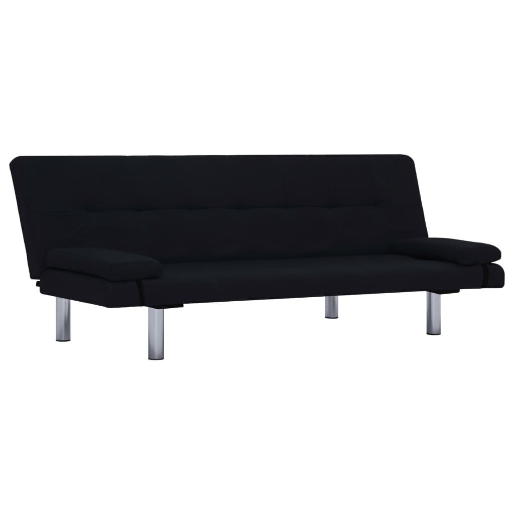 Sofa-lova su dviem pagalvėm, juoda kaina ir informacija | Sofos | pigu.lt