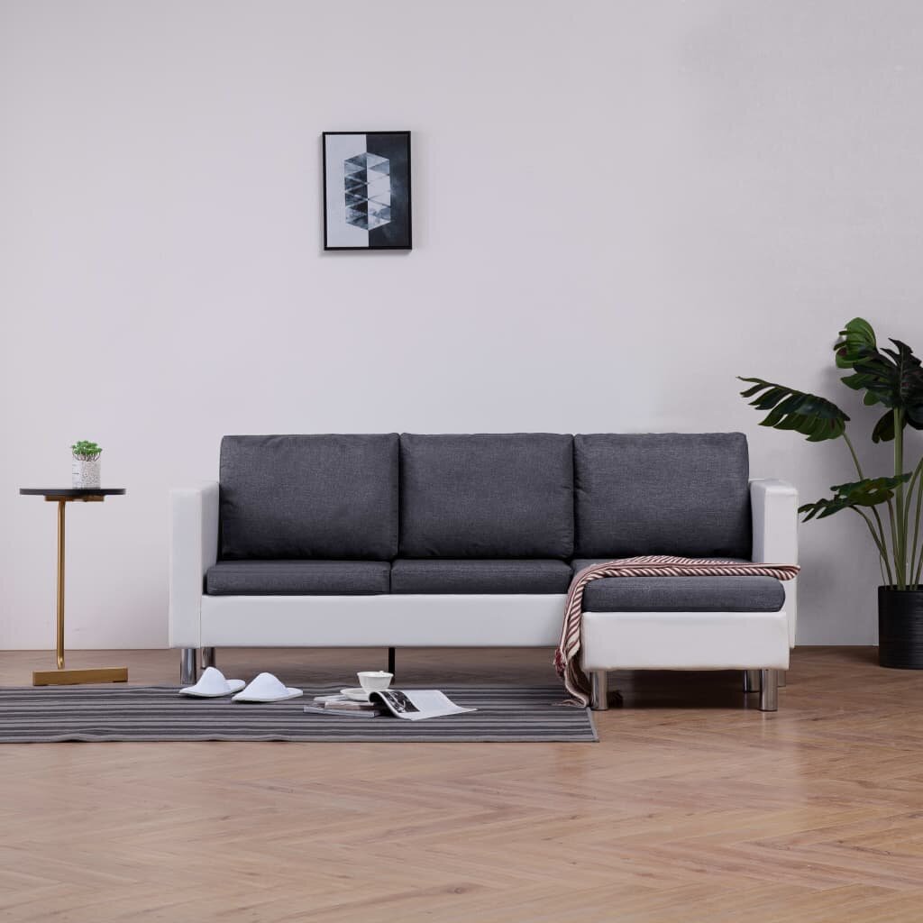 Trivietė sofa su pagalvėlėmis, pilka kaina ir informacija | Sofos | pigu.lt