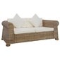 Dvivietė sofa su pagalvėlėmis vidaXL , ruda kaina ir informacija | Sofos | pigu.lt