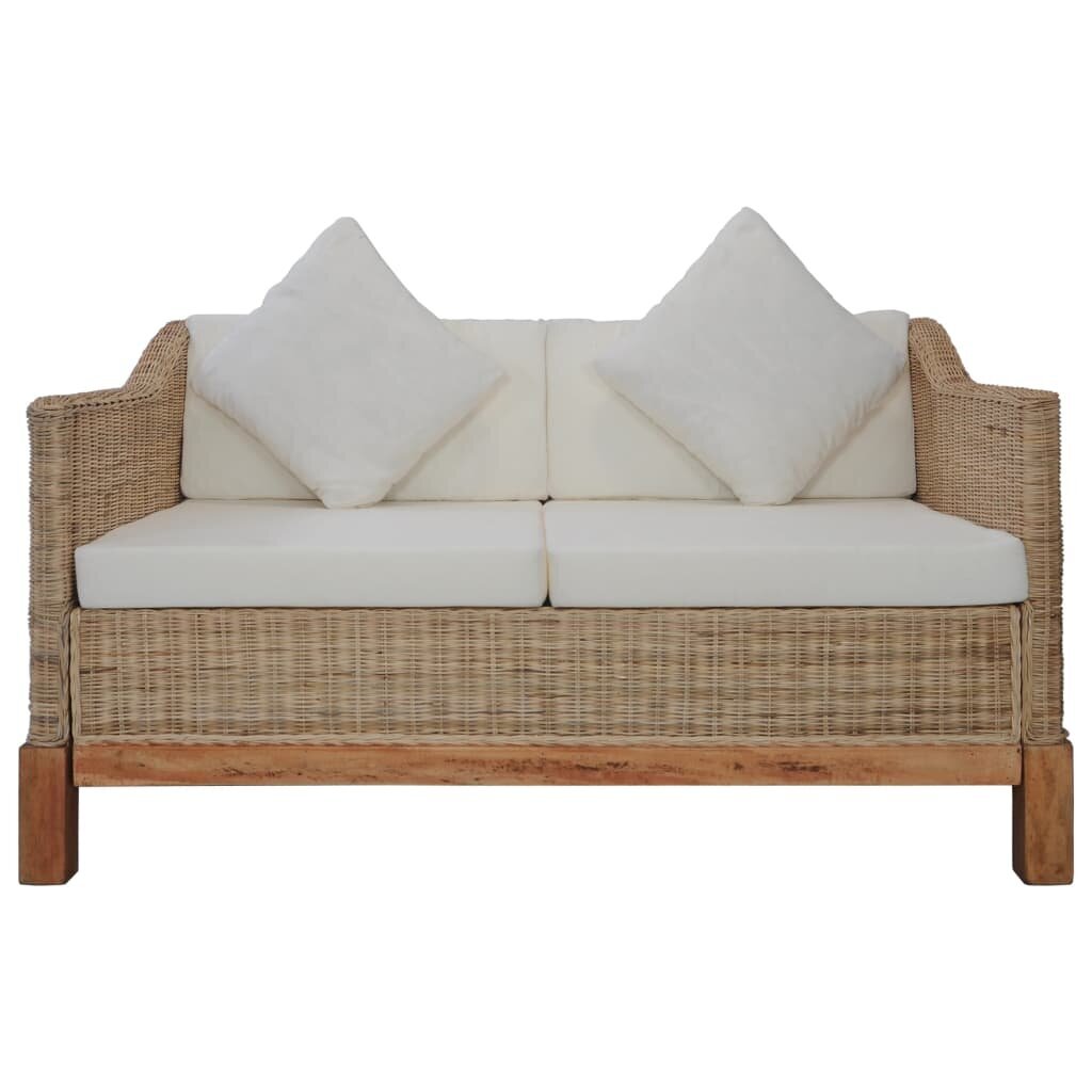 Dvivietė sofa su pagalvėlėmis, natūralus ratanas цена и информация | Sofos | pigu.lt