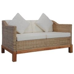 Dvivietė sofa su pagalvėlėmis, natūralus ratanas kaina ir informacija | Sofos | pigu.lt