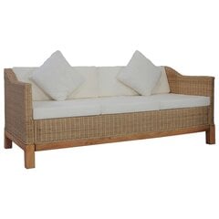 Trivietė sofa su pagalvėlėmis, natūralus ratanas kaina ir informacija | Sofos | pigu.lt
