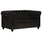 Dvivietė sofa chesterfield, juodos spalvos, tikra oda kaina ir informacija | Sofos | pigu.lt