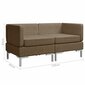 Modulinės kampinės sofos su pagalvėmis, 2vnt., rudos kaina ir informacija | Sofos | pigu.lt