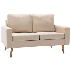 Dvivietė sofa vidaXL, smėlio spalvos kaina ir informacija | Sofos | pigu.lt