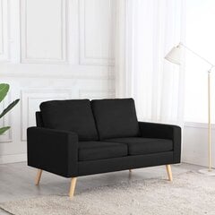Черный диван из искусственной кожи, двойной цена и информация | Диваны | pigu.lt