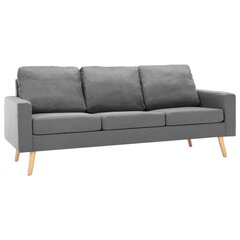 Trivietė sofa, šviesiai pilkos spalvos, audinys цена и информация | Диваны | pigu.lt