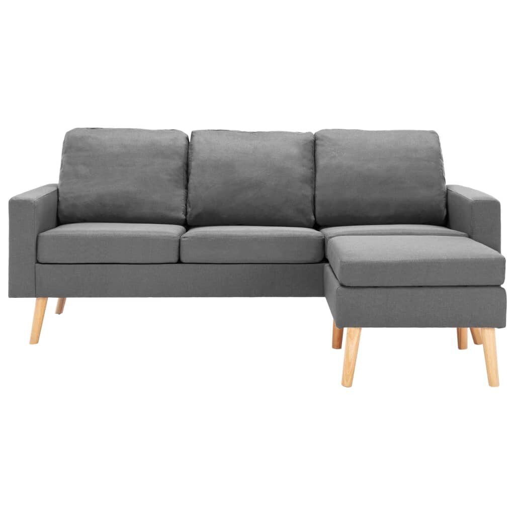 Trivietė sofa su pakoja, šviesiai pilkos spalvos, audinys kaina ir informacija | Sofos | pigu.lt