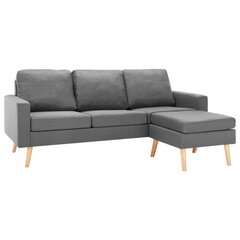 Trivietė sofa su pakoja, šviesiai pilkos spalvos, audinys цена и информация | Диваны | pigu.lt