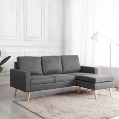Trivietė sofa su pakoja, šviesiai pilkos spalvos, audinys kaina ir informacija | Sofos | pigu.lt