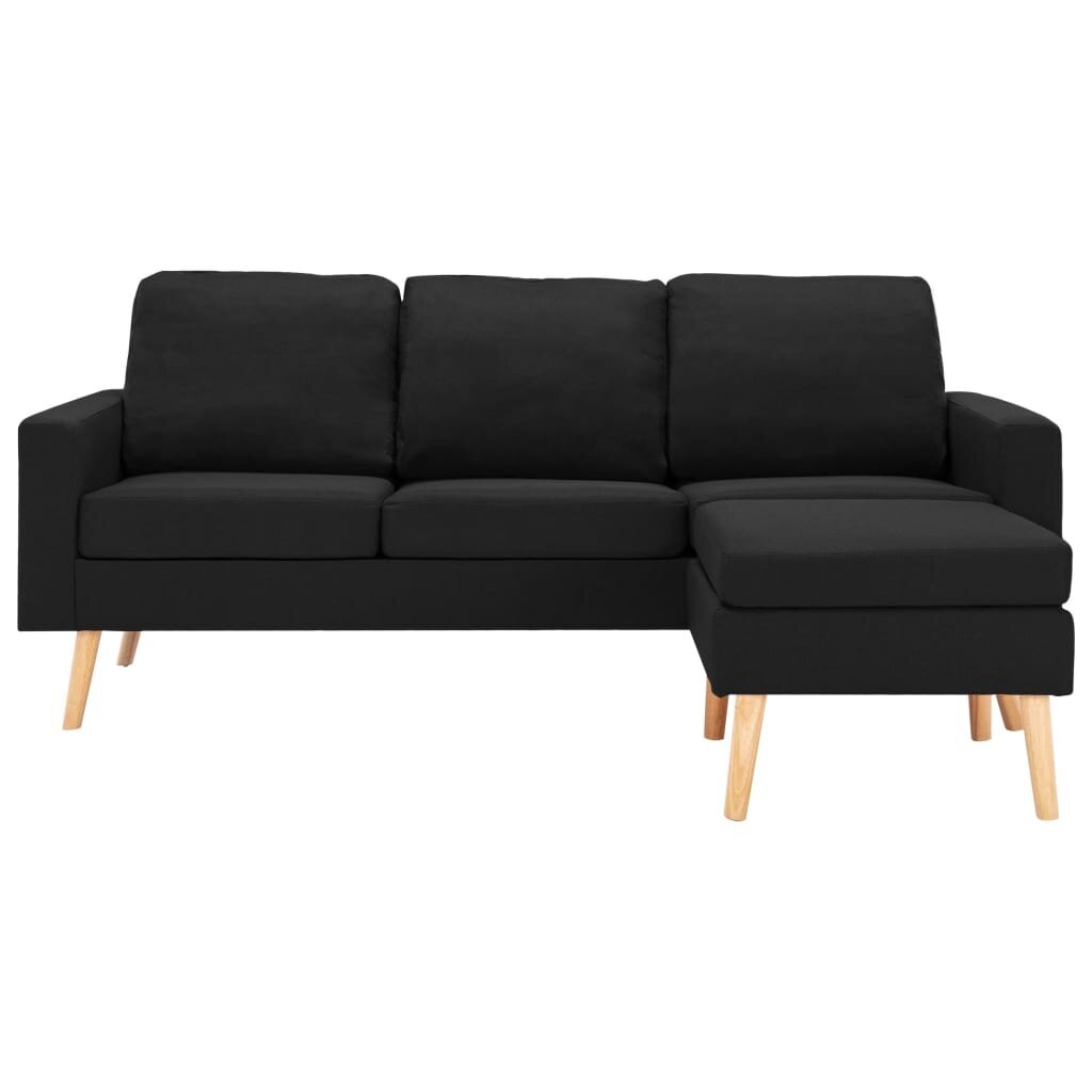 Trivietė sofa su pakoja, juoda цена и информация | Sofos | pigu.lt