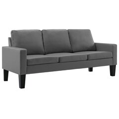 Trivietė sofa, pilkos spalvos, dirbtinė oda цена и информация | Диваны | pigu.lt