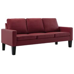 Trivietė sofa, raudonojo vyno spalvos, dirbtinė oda kaina ir informacija | Sofos | pigu.lt