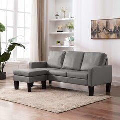Trivietė sofa su pakoja, pilka kaina ir informacija | Sofos | pigu.lt