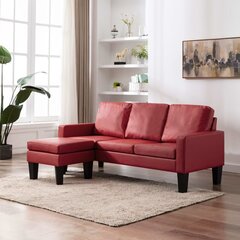 Trivietė sofa su pakoja, raudona kaina ir informacija | Sofos | pigu.lt