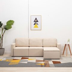 Trivietė modulinė sofa-lova, rusva kaina ir informacija | Sofos | pigu.lt