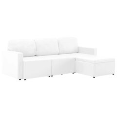 Trivietė sofa-lova, baltos spalvos, netikra oda, modulinė цена и информация | Диваны | pigu.lt