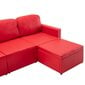 Trivietė sofa-lova, raudonos spalvos, dirbtinė oda, modulinė цена и информация | Sofos | pigu.lt