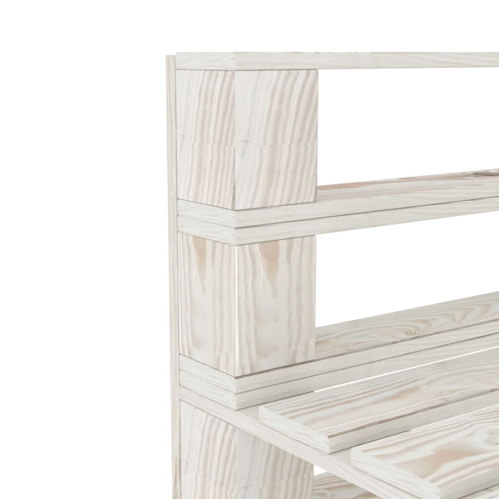 vidaXL Sodo sofa iš palečių, baltos spalvos, mediena, trivietė kaina ir informacija | Lauko kėdės, foteliai, pufai | pigu.lt
