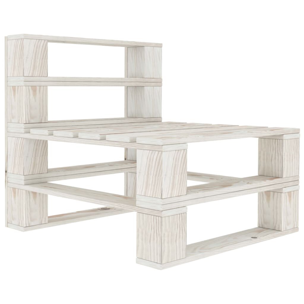 vidaXL Sodo baldų komplektas iš palečių, 8 dalių, baltas, mediena kaina ir informacija | Lauko baldų komplektai | pigu.lt