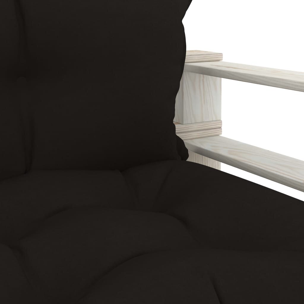 vidaXL Sodo sofa iš palečių su juodos spalvos pagalvėmis, mediena цена и информация | Lauko kėdės, foteliai, pufai | pigu.lt