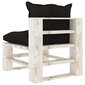 vidaXL Vidurinė sodo sofa iš palečių su juodomis pagalvėmis, mediena kaina ir informacija | Lauko kėdės, foteliai, pufai | pigu.lt