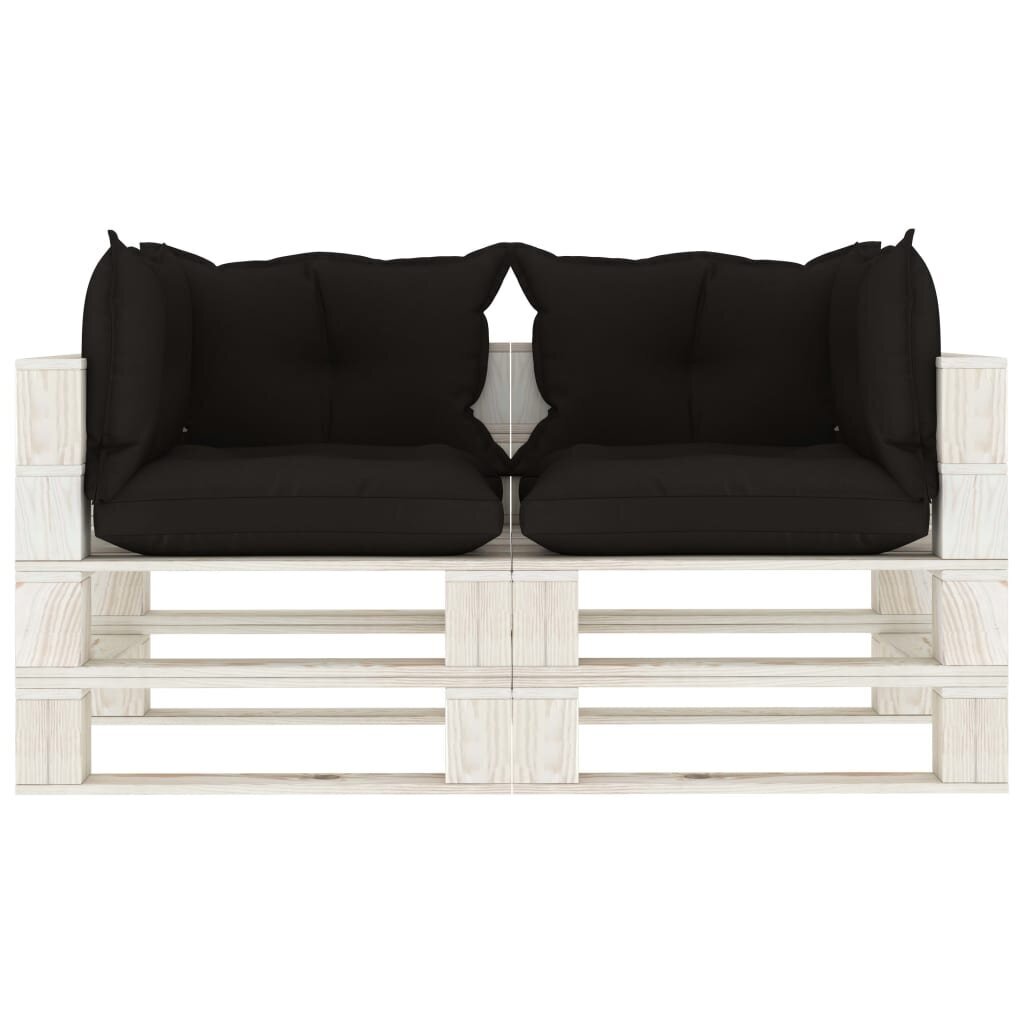 Dvivietė vidaXL sodo sofa su juodomis pagalvėmis цена и информация | Lauko kėdės, foteliai, pufai | pigu.lt