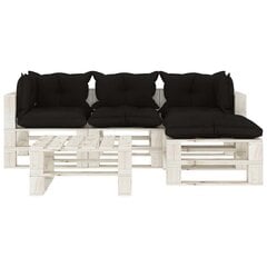 vidaXL Poilsio komplektas iš palečių su pagalvėmis, 5 dalių, mediena цена и информация | Комплекты уличной мебели | pigu.lt
