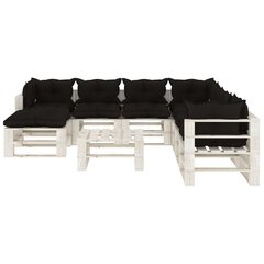 vidaXL Poilsio komplektas iš palečių su pagalvėmis, 9 dalių, mediena kaina ir informacija | Lauko baldų komplektai | pigu.lt