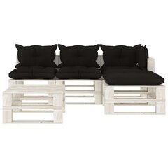 vidaXL Poilsio komplektas iš palečių su pagalvėmis, 5 dalių, mediena цена и информация | Комплекты уличной мебели | pigu.lt