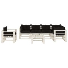vidaXL Poilsio komplektas iš palečių su pagalvėmis, 7 dalių, mediena kaina ir informacija | Lauko baldų komplektai | pigu.lt