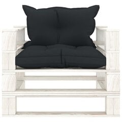 vidaXL Sodo sofa iš palečių su antracito spalvos pagalvėmis, mediena цена и информация | Садовые стулья, кресла, пуфы | pigu.lt