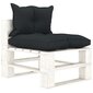 vidaXL Trivietė sodo sofa iš palečių su antracito pagalvėmis, mediena kaina ir informacija | Lauko kėdės, foteliai, pufai | pigu.lt