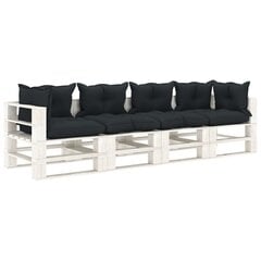 vidaXL Keturvietė sodo sofa iš palečių su pagalvėmis, mediena цена и информация | Садовые стулья, кресла, пуфы | pigu.lt