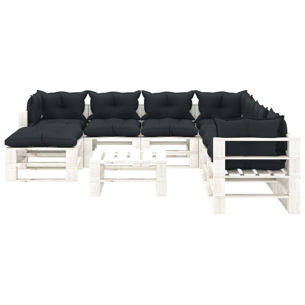 vidaXL Poilsio komplektas iš palečių su pagalvėmis, 9 dalių, mediena  kaina ir informacija | Lauko baldų komplektai | pigu.lt