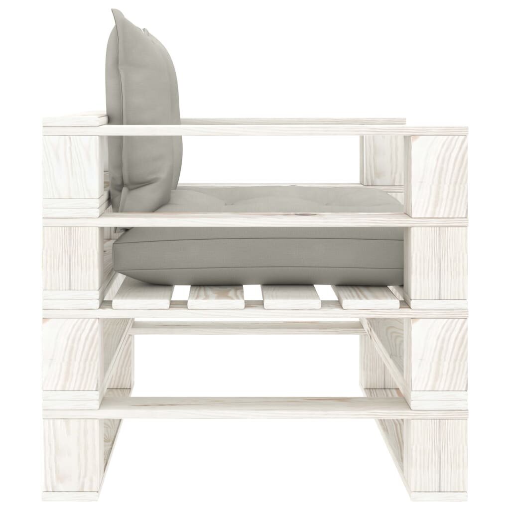 vidaXL Sodo sofa iš palečių su taupe spalvos pagalvėmis, mediena kaina ir informacija | Lauko kėdės, foteliai, pufai | pigu.lt