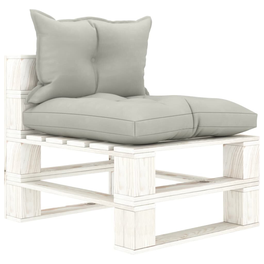 vidaXL Vidurinė sodo sofa iš palečių su taupe pagalvėmis, mediena kaina ir informacija | Lauko kėdės, foteliai, pufai | pigu.lt