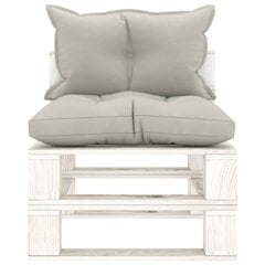 vidaXL Vidurinė sodo sofa iš palečių su taupe pagalvėmis, mediena kaina ir informacija | Lauko kėdės, foteliai, pufai | pigu.lt
