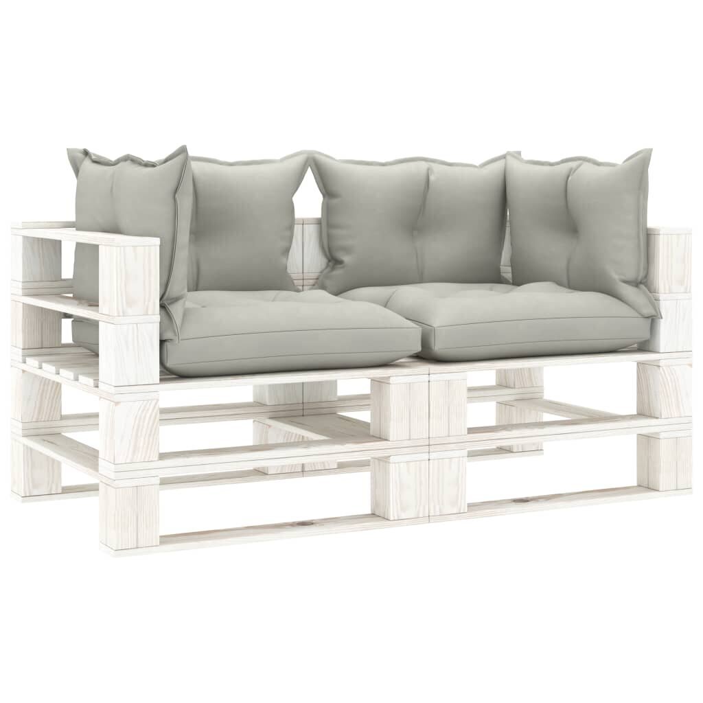 Dvivietė vidaXL sodo sofa su šviesiai pilkos spalvos pagalvėmis kaina ir informacija | Lauko kėdės, foteliai, pufai | pigu.lt