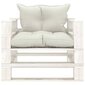 vidaXL Sodo sofa iš palečių su smėlio spalvos pagalvėmis, mediena kaina ir informacija | Lauko kėdės, foteliai, pufai | pigu.lt