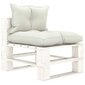 vidaXL Vidurinė sodo sofa iš palečių su smėlio pagalvėmis, mediena kaina ir informacija | Lauko kėdės, foteliai, pufai | pigu.lt