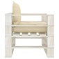 vidaXL Sodo sofa iš palečių su kreminėmis pagalvėlėmis, mediena kaina ir informacija | Lauko kėdės, foteliai, pufai | pigu.lt