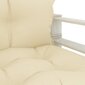 vidaXL Sodo sofa iš palečių su kreminėmis pagalvėlėmis, mediena kaina ir informacija | Lauko kėdės, foteliai, pufai | pigu.lt