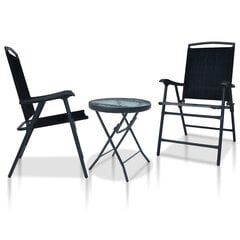 Bistro baldų komplektas, 3 dalių, juodas цена и информация | Комплекты уличной мебели | pigu.lt