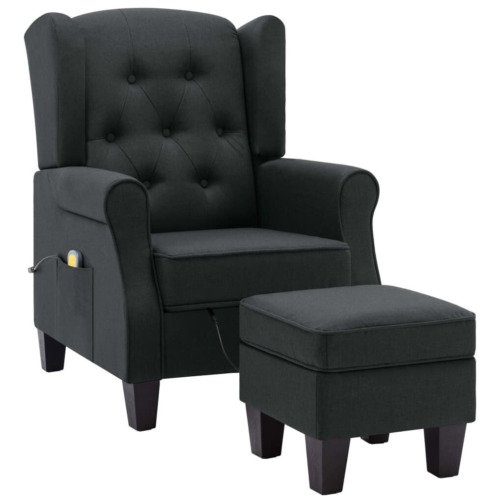 Masažinis krėslas su pakoja, tamsiai pilkos spalvos, audinys kaina ir informacija | Svetainės foteliai | pigu.lt