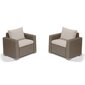 2-jų lauko fotelių komplektas Allibert California, rudas kaina ir informacija | Lauko kėdės, foteliai, pufai | pigu.lt