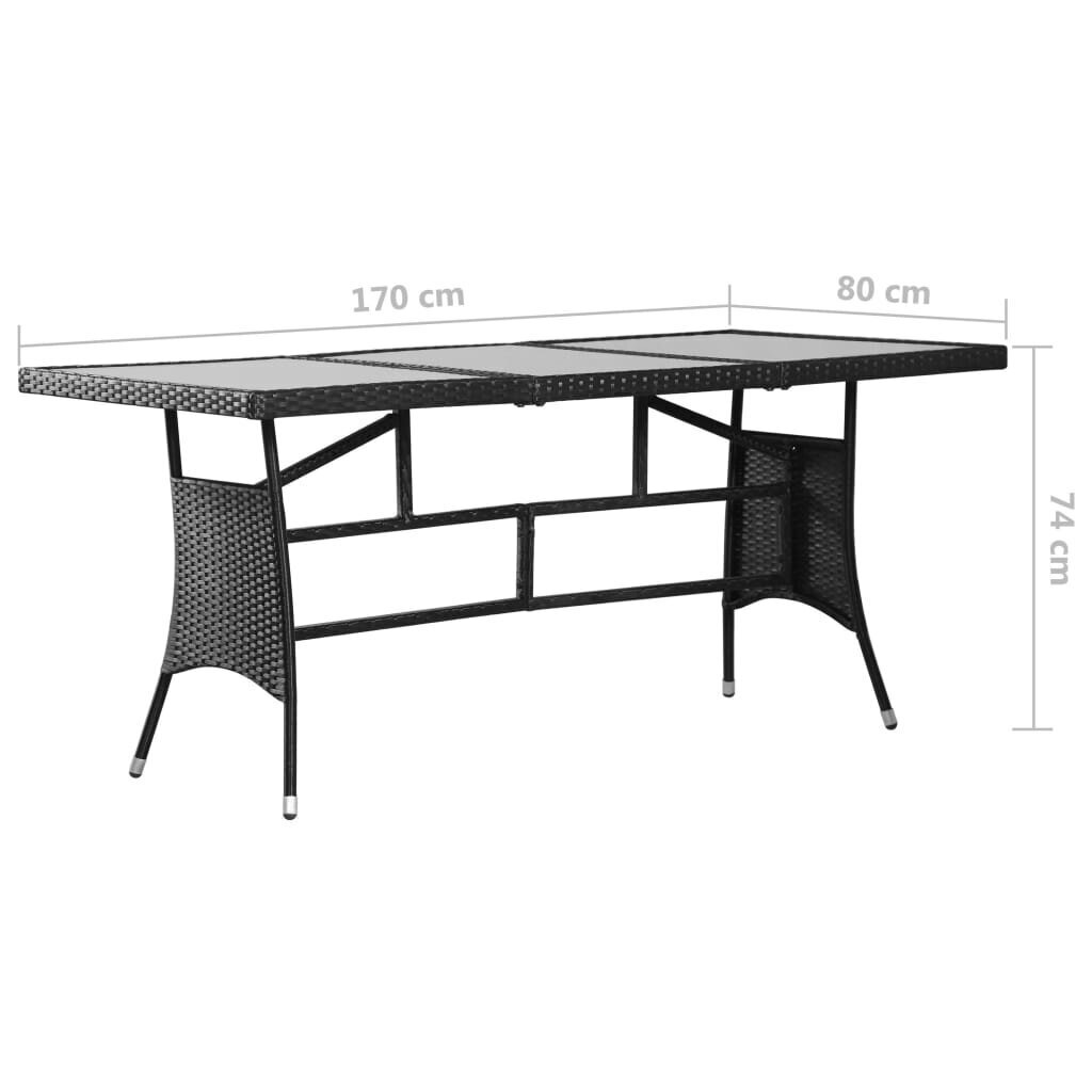 Sodo stalas, 170x80x74 cm, juodas цена и информация | Lauko stalai, staliukai | pigu.lt