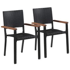 Lauko kėdės, 2 vnt., juodos kaina ir informacija | Lauko kėdės, foteliai, pufai | pigu.lt