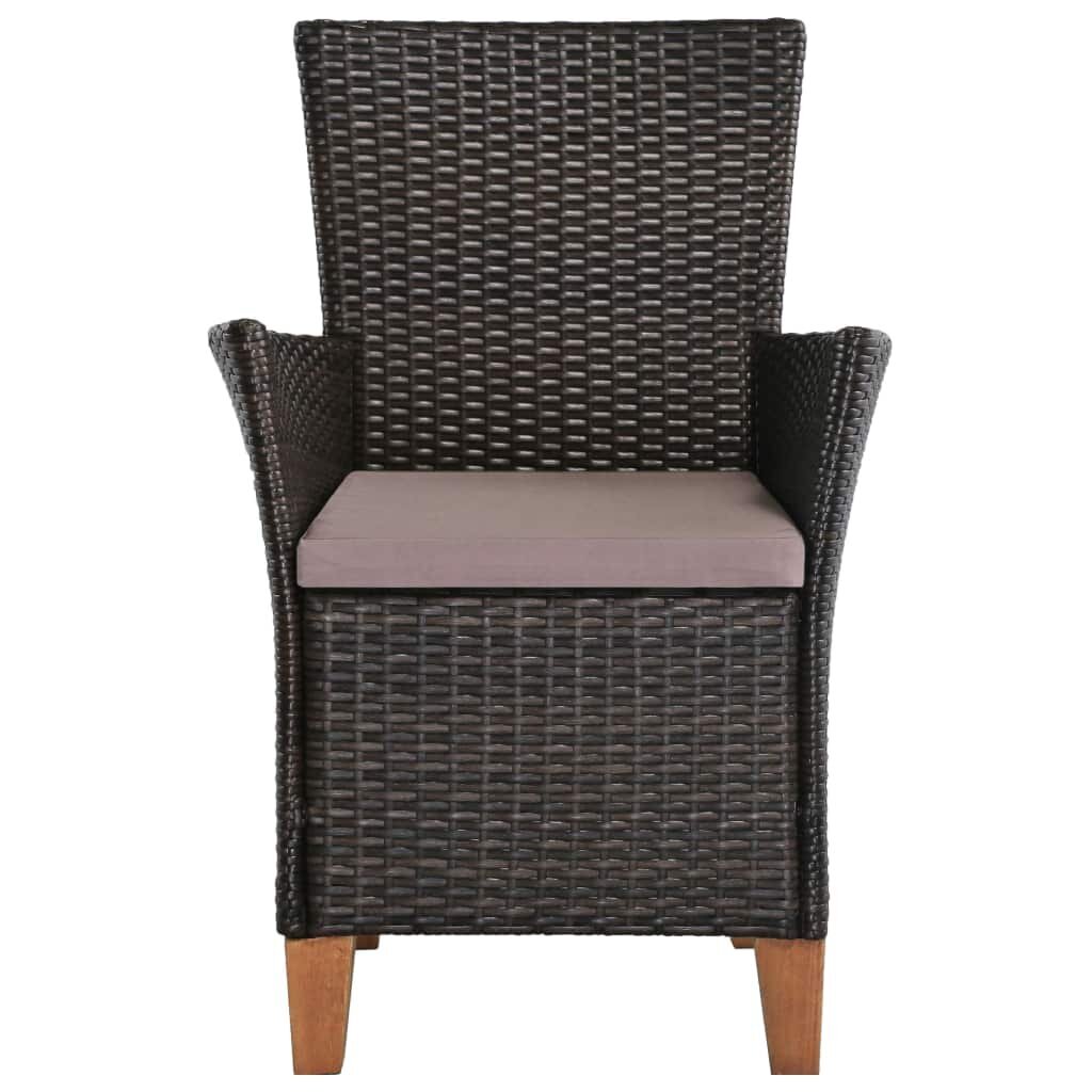 Lauko kėdės su pagalvėlėmis, 2 vnt, rudos kaina ir informacija | Lauko kėdės, foteliai, pufai | pigu.lt