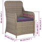 Bistro baldų komplektas su pagalvėmis, 3 dalių, rudas kaina ir informacija | Lauko baldų komplektai | pigu.lt